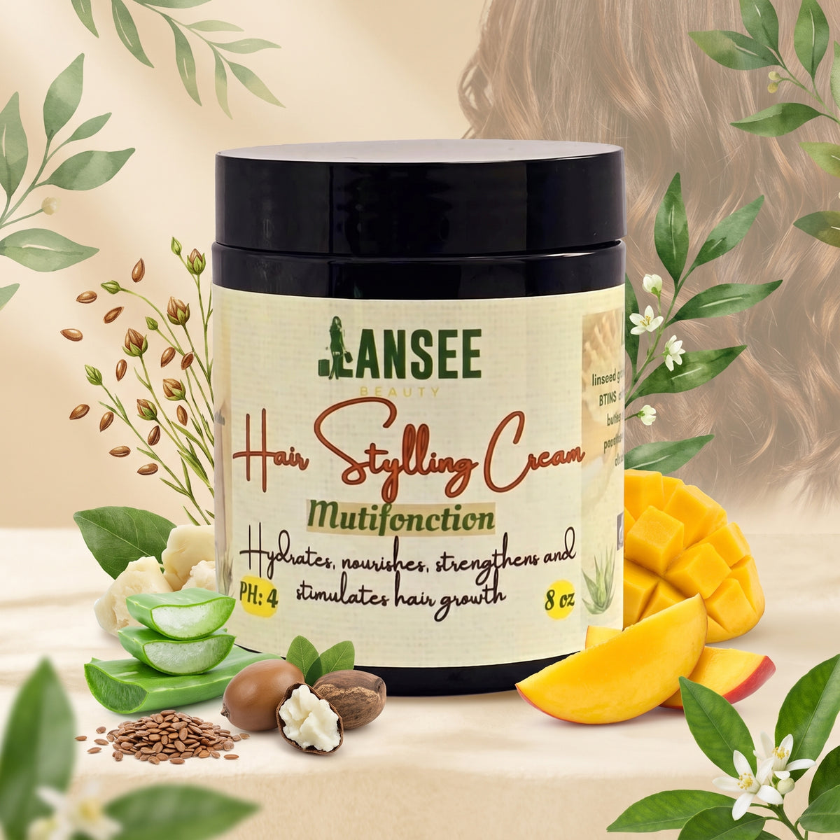 – Hydrating Styling Cream
Deep hydration for soft, manageable, and naturally beautiful hair. Perfect for dry, tangled, or hard-to-style hair.