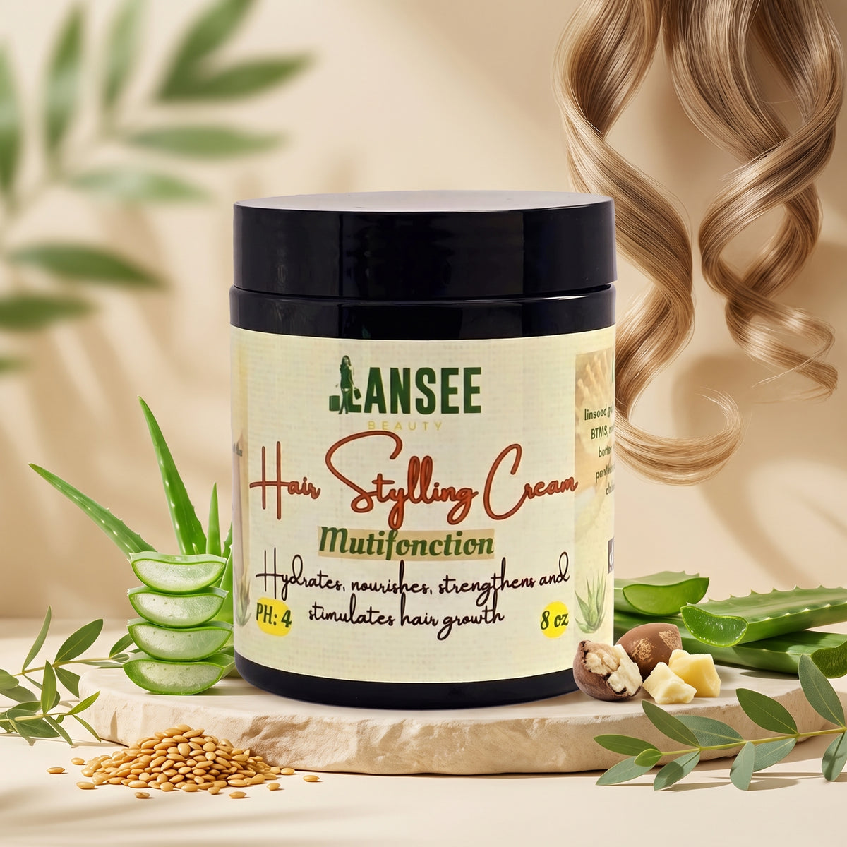 – Hydrating Styling Cream 
Deep hydration for soft, manageable, and naturally beautiful hair. Perfect for dry, tangled, or hard-to-style hair.