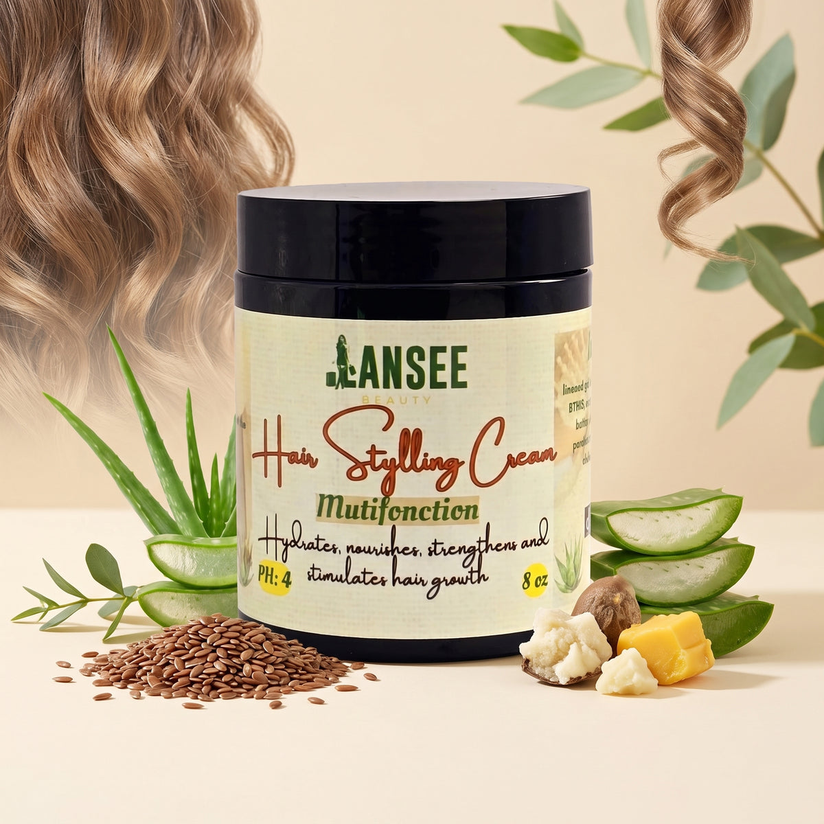 – Hydrating Styling Cream 
Deep hydration for soft, manageable, and naturally beautiful hair. Perfect for dry, tangled, or hard-to-style hair.
